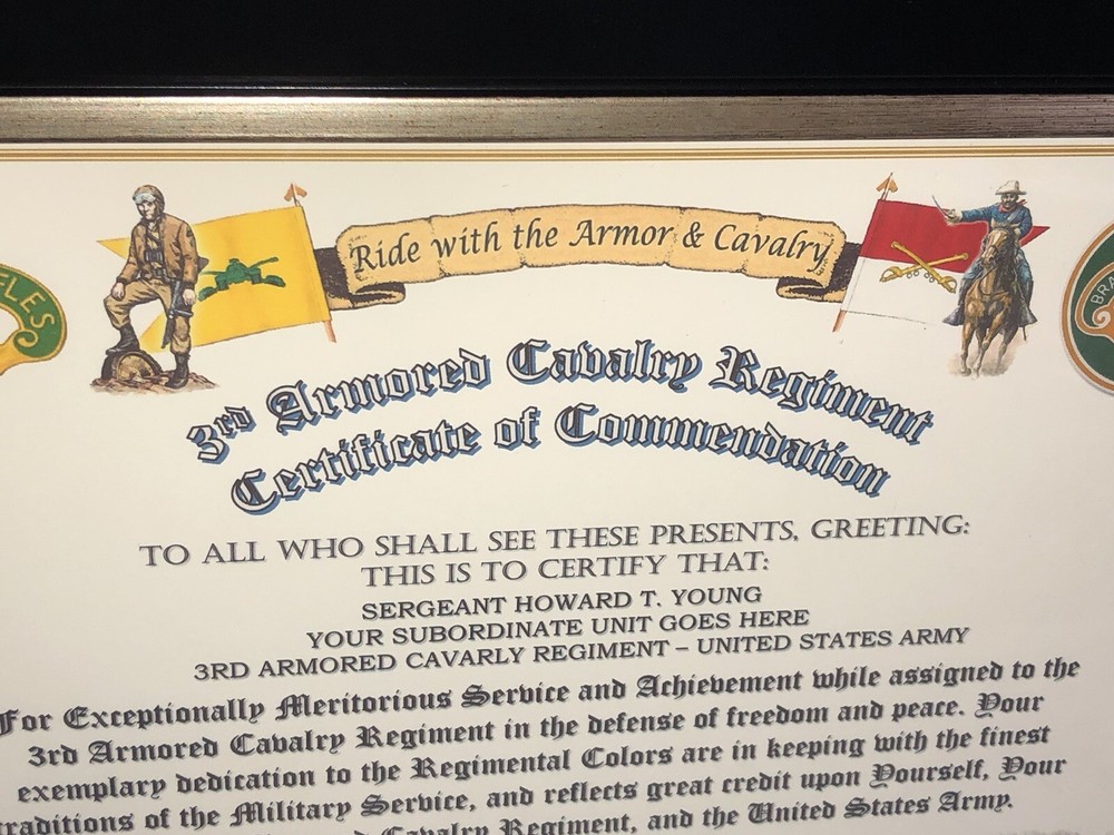 3RD ARMORED CAVALRY REGIMENT / COMMEMORATIVE - CERTIFICATE OF COMMENDATION