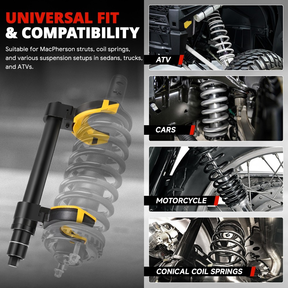 Interchangeable Macpherson Fork Strut Coil Spring Compressor Extractor Tool Set