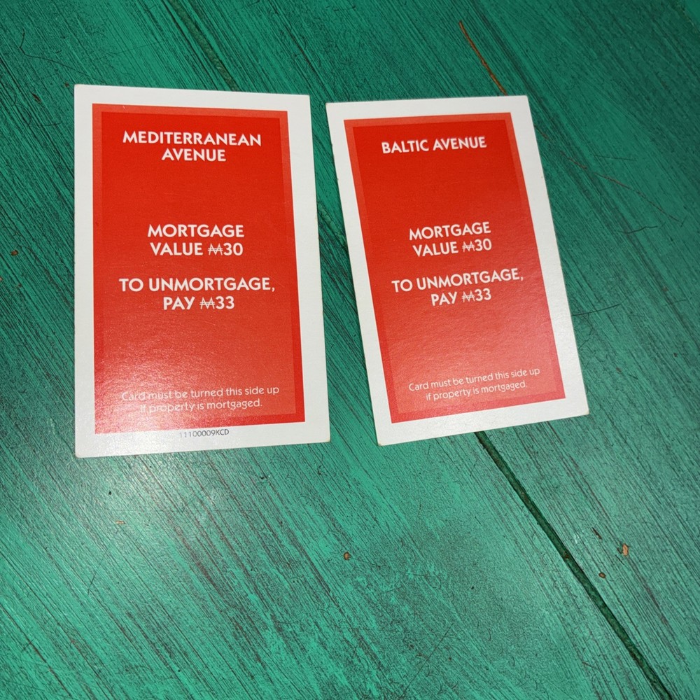 2014 Monopoly Replacement - 2 Brown Property Cards