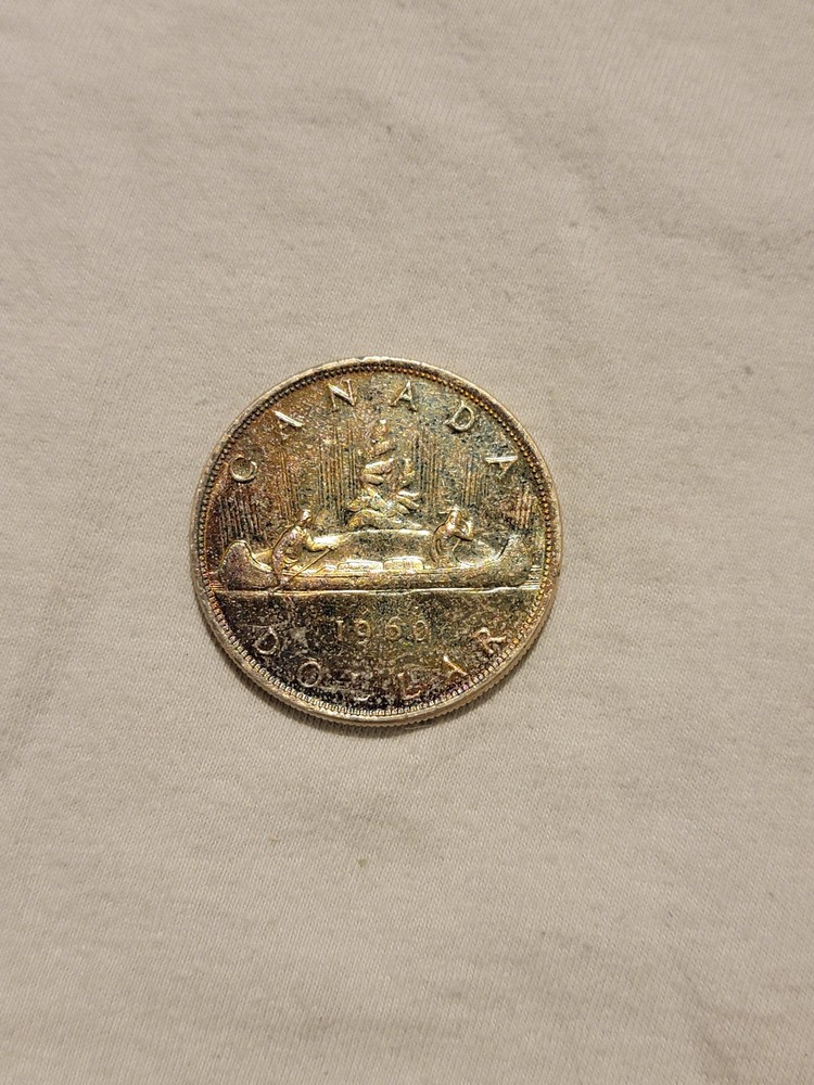 Canada 1 Dollar 1960 Silver (KM#54) Rainbow Toned Toning