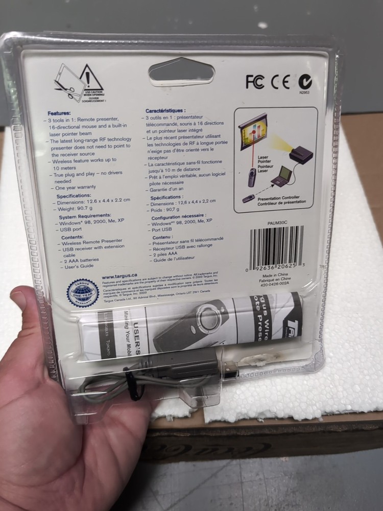 Targus Notebook Wireless Presenter Laser Pointer Clicker PAUM30C