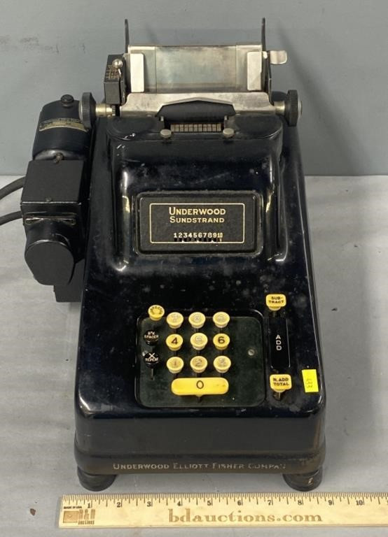 Vintage Underwood Motorized Adding Machine & Cover