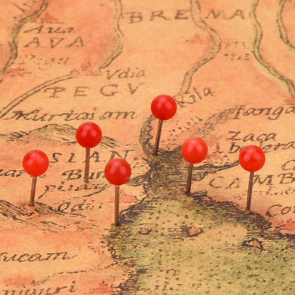 WILLBOND 500 Pack Map Push Pins Tacks Small Round Head 1/8 inch, Red