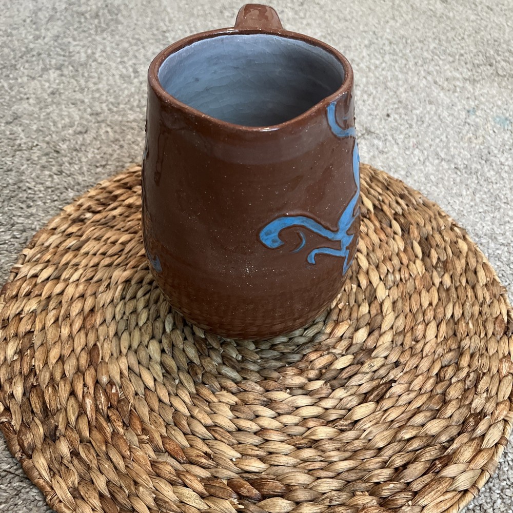 Pottery Ceramic Kitchen Ware Drinking Pitcher Decor Vintage Glassware Accents