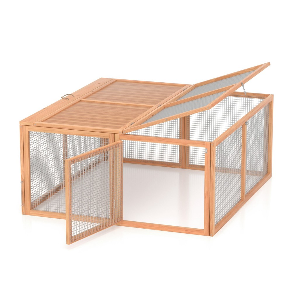 Folding Chicken Coop Portable Chicken Run Rabbit Cage No Assembly Required