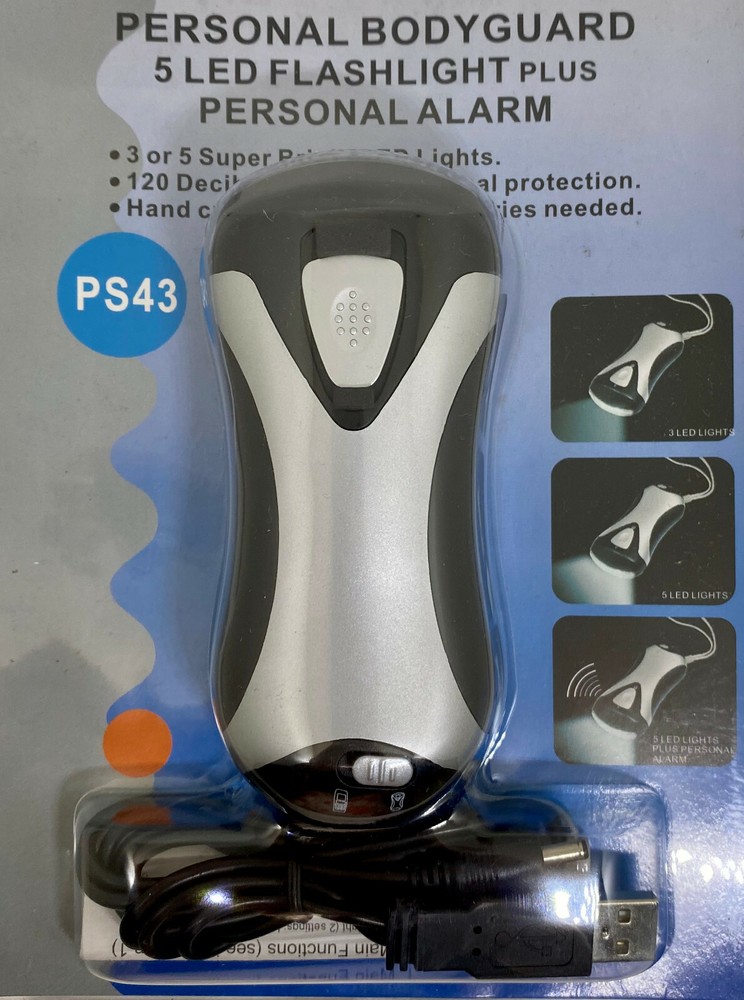 New Personal Bodyguard 5 LED Flashlight Plus Alarm