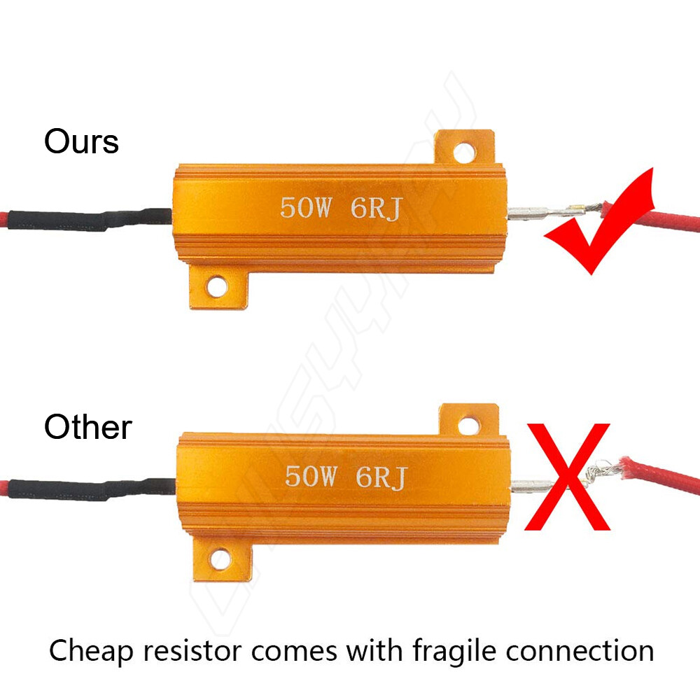 2pcs Load Resistor 50W 6RJ LED Decoder Fix Error Code Hyper Flash Turn Signal