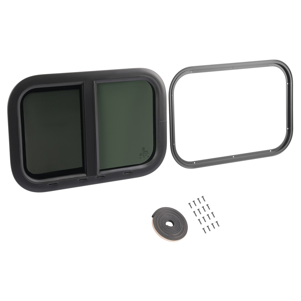 21" X 14" Teardrop Horizontal Sliding Replacement RV Window w/ Screen & Trim