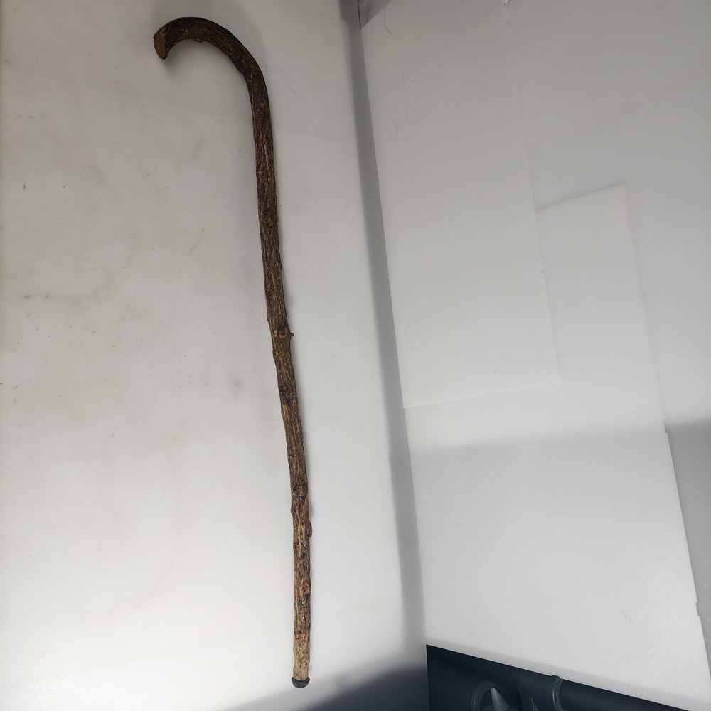 Knotty Wood Vintage 35" Cane Curled Handle