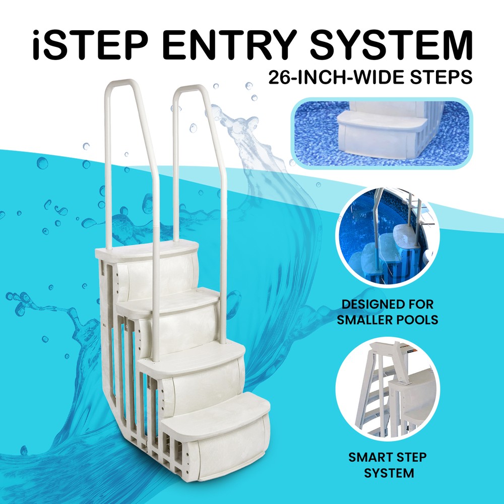 Main Access iStep Above Ground Swimming Pool Deck Entry Steps Ladder (Open Box)