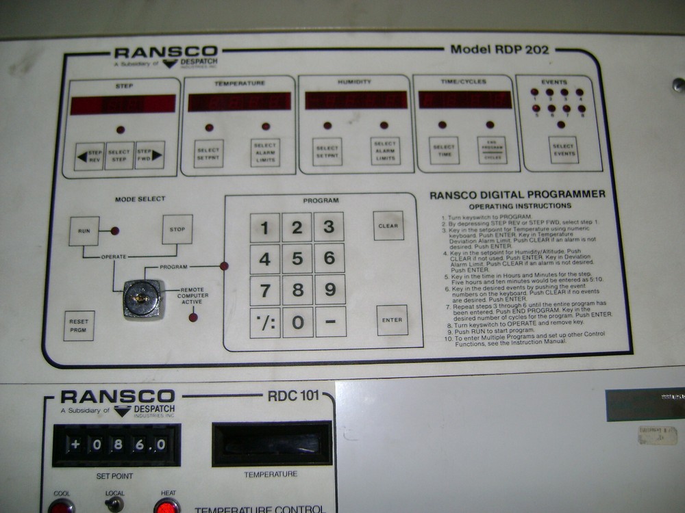RANSCO DESPATCH CONTROL PANEL RDP 202 WITH RDC 101 TEMPERATURE CONTROL