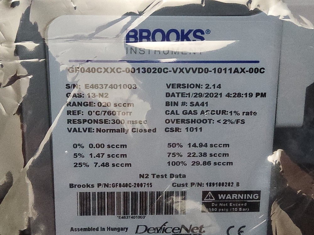 New Mass Flow Controller Brooks Instruments GF040C