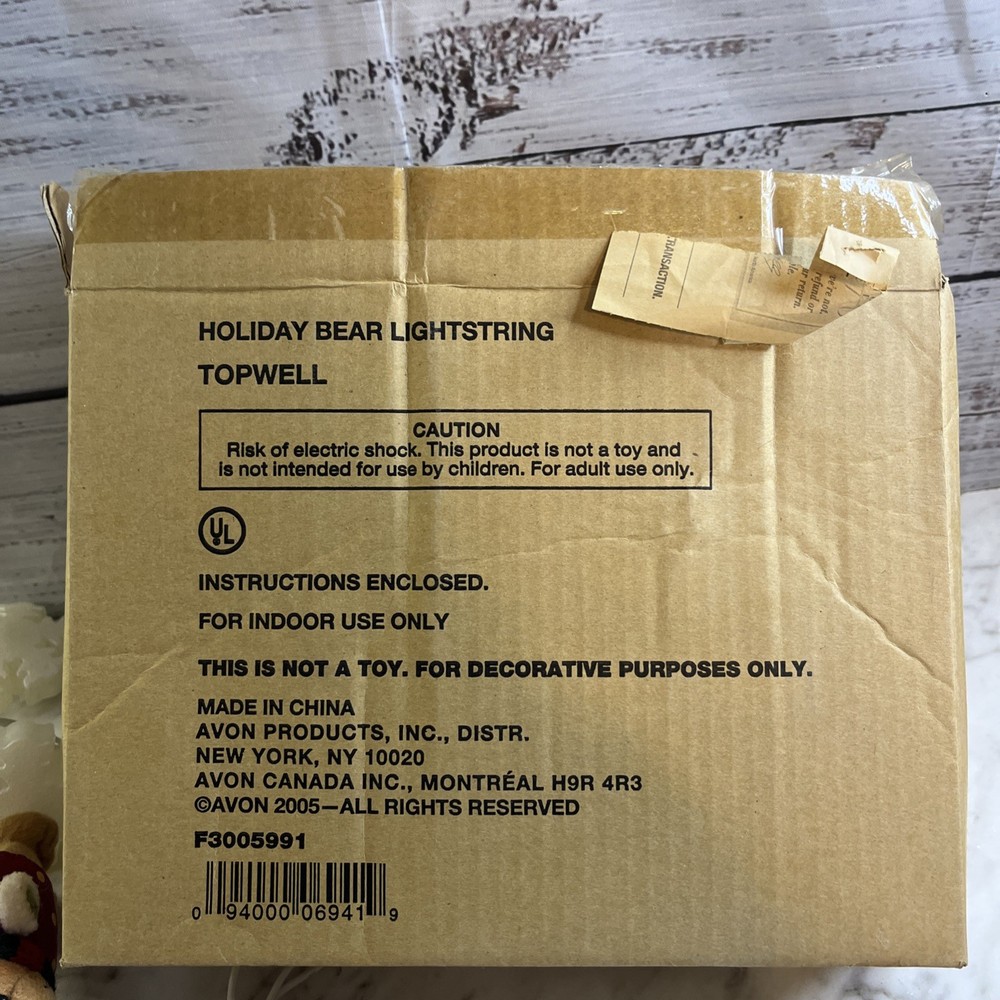 Avon Holiday Bear Light string Snowflake Vintage 2005 Topwell 128in String Light