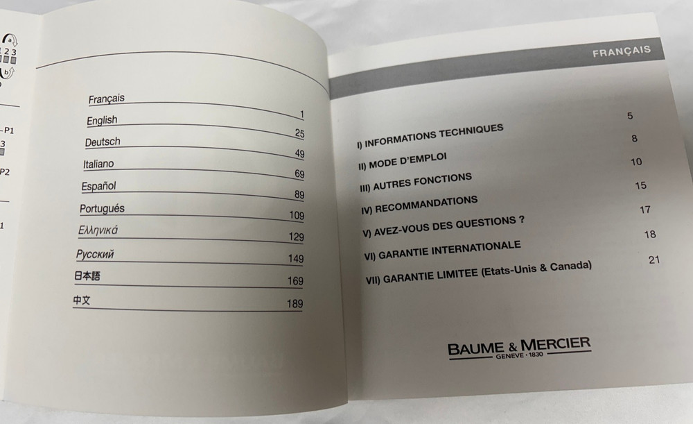 Baume & Mercier Instructions Manual