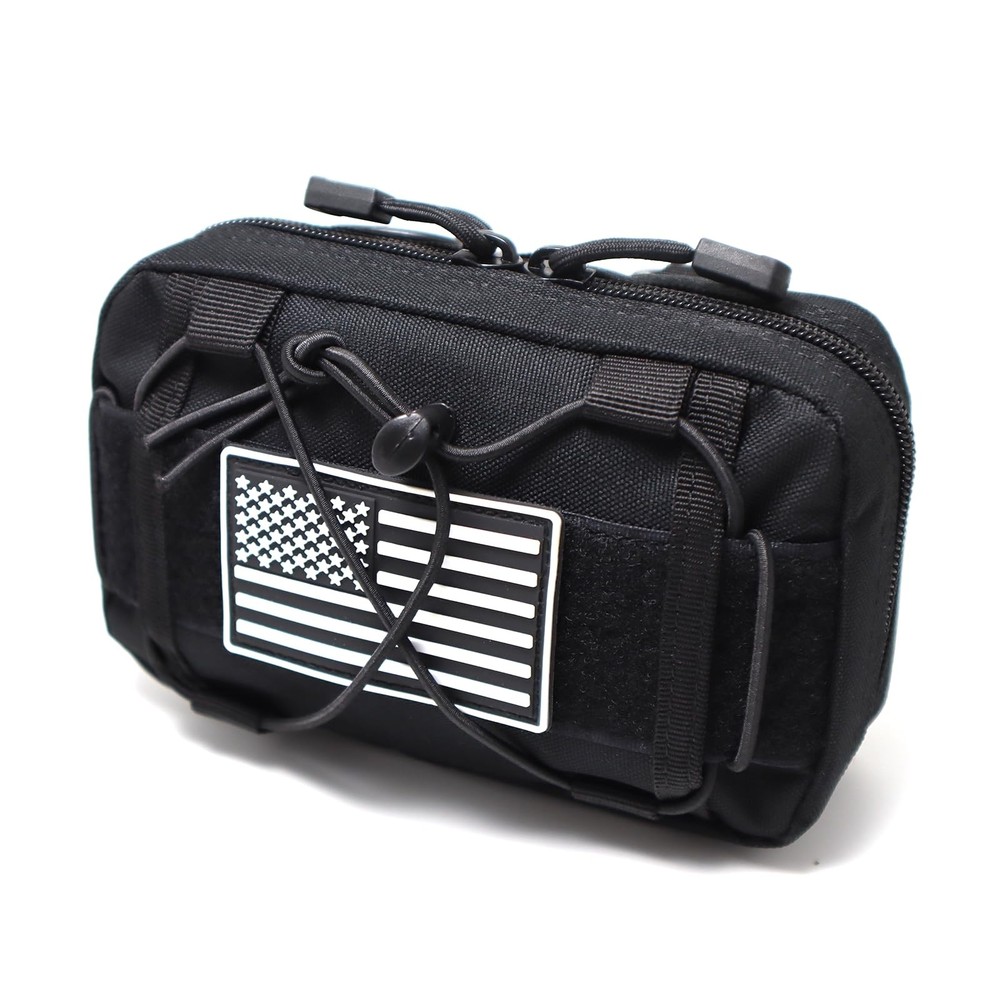 Tactical Molle Admin Pouch Compact Utility EDC Tool Bag with Shoulder Black