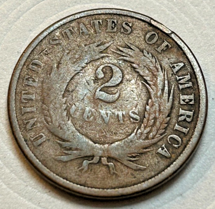 1869 Beautiful Two Cent, Nice Reverse Dark Brown in Clear Plastic Hldr - B18-7