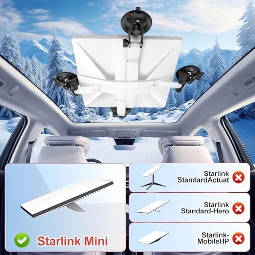 Foldable Starlink Mini Car Mount with Suction Cups - Quick Release