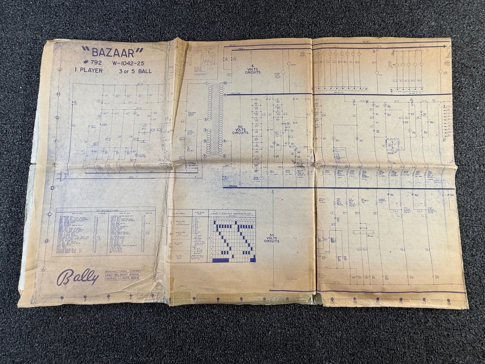 Bally Bazaar Pinball Machine Game Manual Schematics ORIGINAL