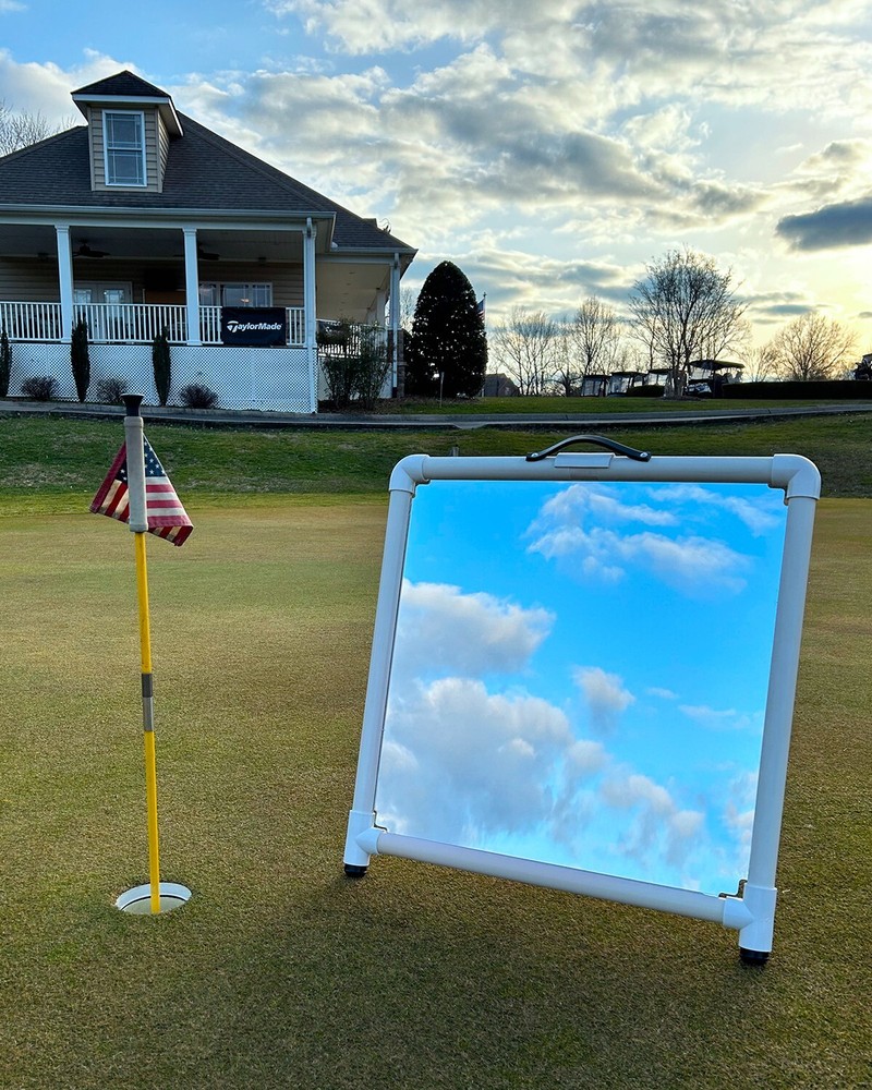 Golf Swing Aid 2'x2' Mirror Easy Transport--Writeable surface