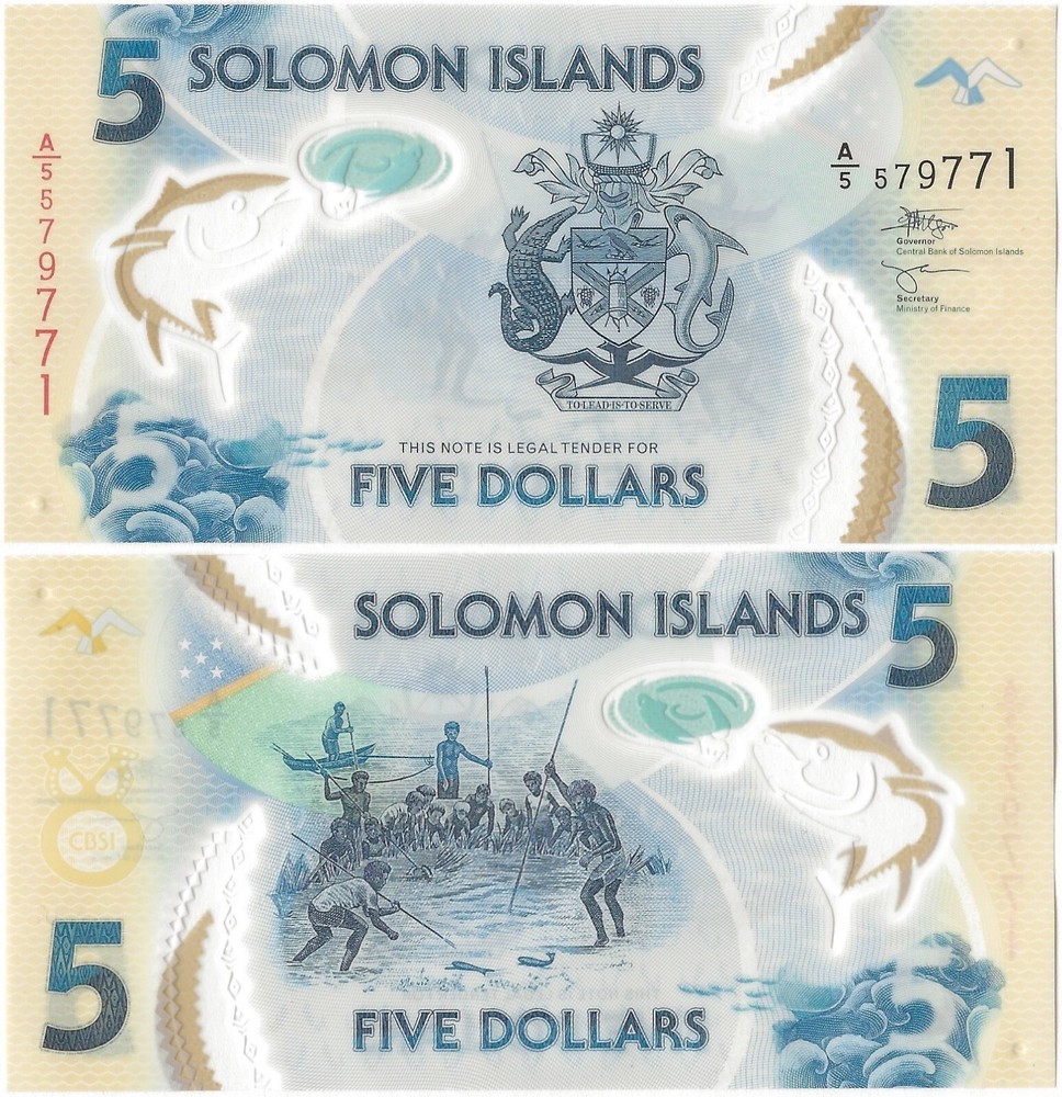 Solomon Islands New B221b 5 Dollars Polymer 2022