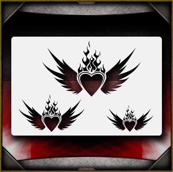Fire Hearts Airbrush Stencil Template Airsick