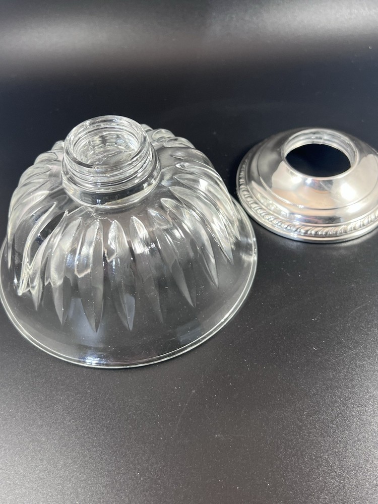 Gorham Sterling Silver Footed Divided Crystal Bowl Nuts Candy