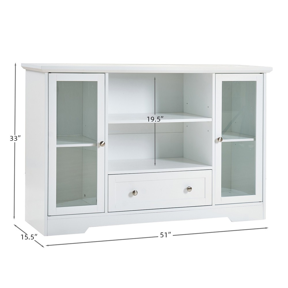 Sideboard Buffet Cabinet, 51" Large Kitchen Storage Cabinet with Drawers, White