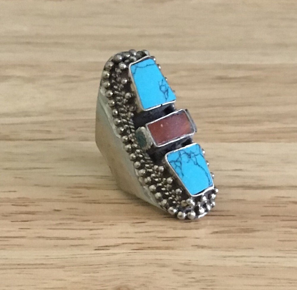 Turquoise Coral Ring
