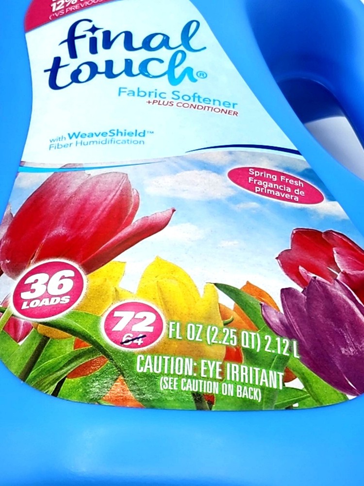 2 Final Touch Spring Fresh Liquid Fabric Softener Plus Conditioner 72 oz Bottles