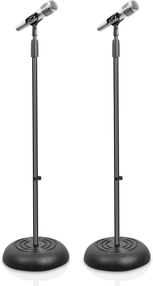 Universal Microphone Stand - Handheld Mic Compatible, Heavy Compact Base, Lightw