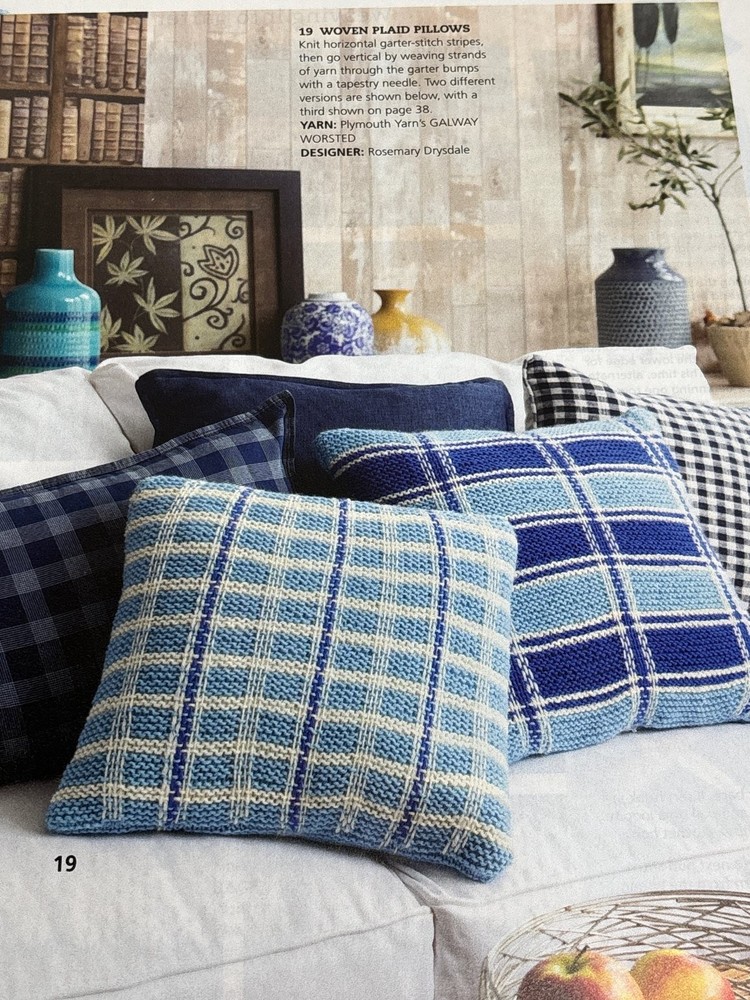 Woven Plaid Pillows Knitting Pattern Magazine Pages