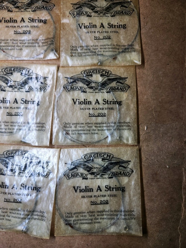 Vintage Gretsch Eagle Brand Violin Strings – Gut No. 202 – 12 Unopened A Strings