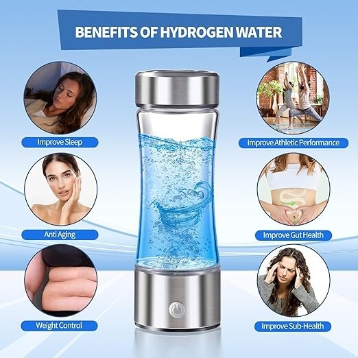 Hydrogen Water Bottle Generator with SPE PEM Technology, 3Min Quick Electrolysis