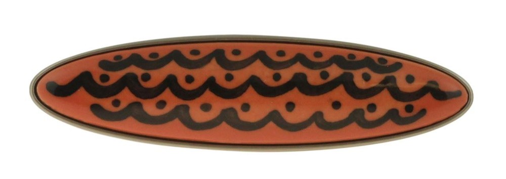 3" Orange Wave Ceramic Pull Satin Nickel