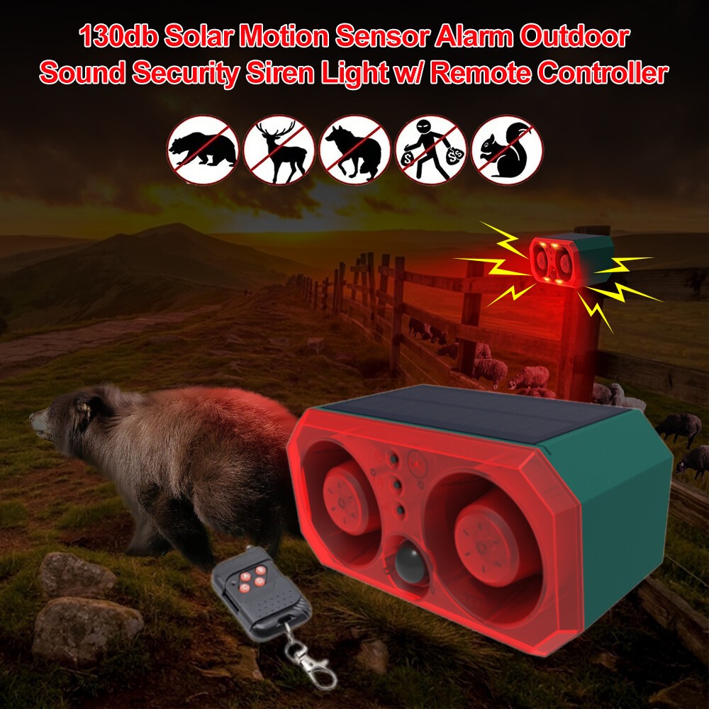 130db Solar Alarm Light with Motion Sensor and Remote