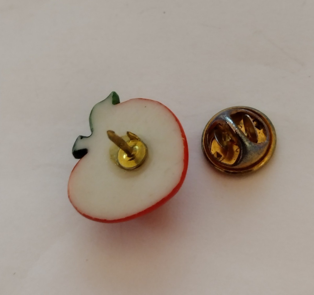 Small Red Apple Religious Cross Tack Pin