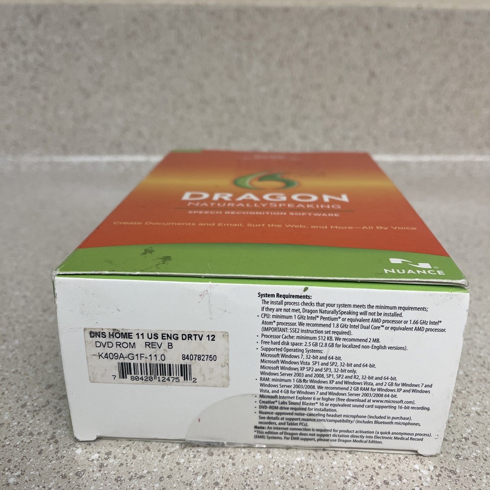 Dragon Nuance Naturally Speaking Home V.11 Speech Recognition Software READ!