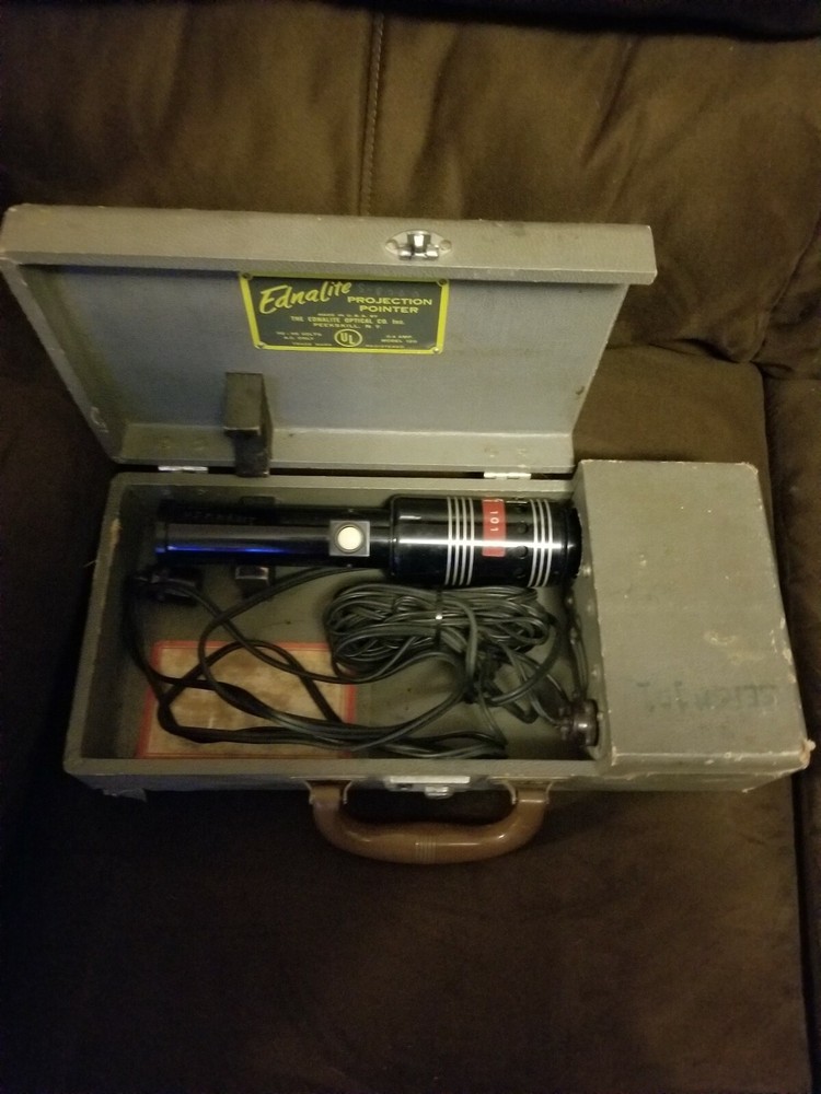 Vintage EdnaLite 120 Projector Light Pointer With Case Early Teaching Tool