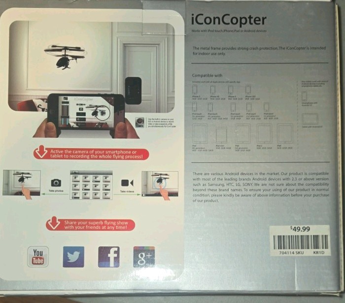 iConcopter Interactive R/C Helicopter Bluetooth smartphone great gift