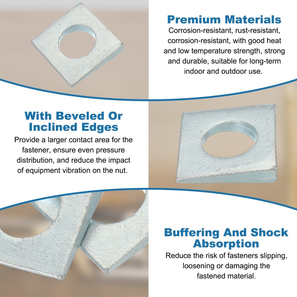 10 Pcs M12 Beveled Square Washers Thickness 2 to 6.7mm Galvanized Wedge Washers