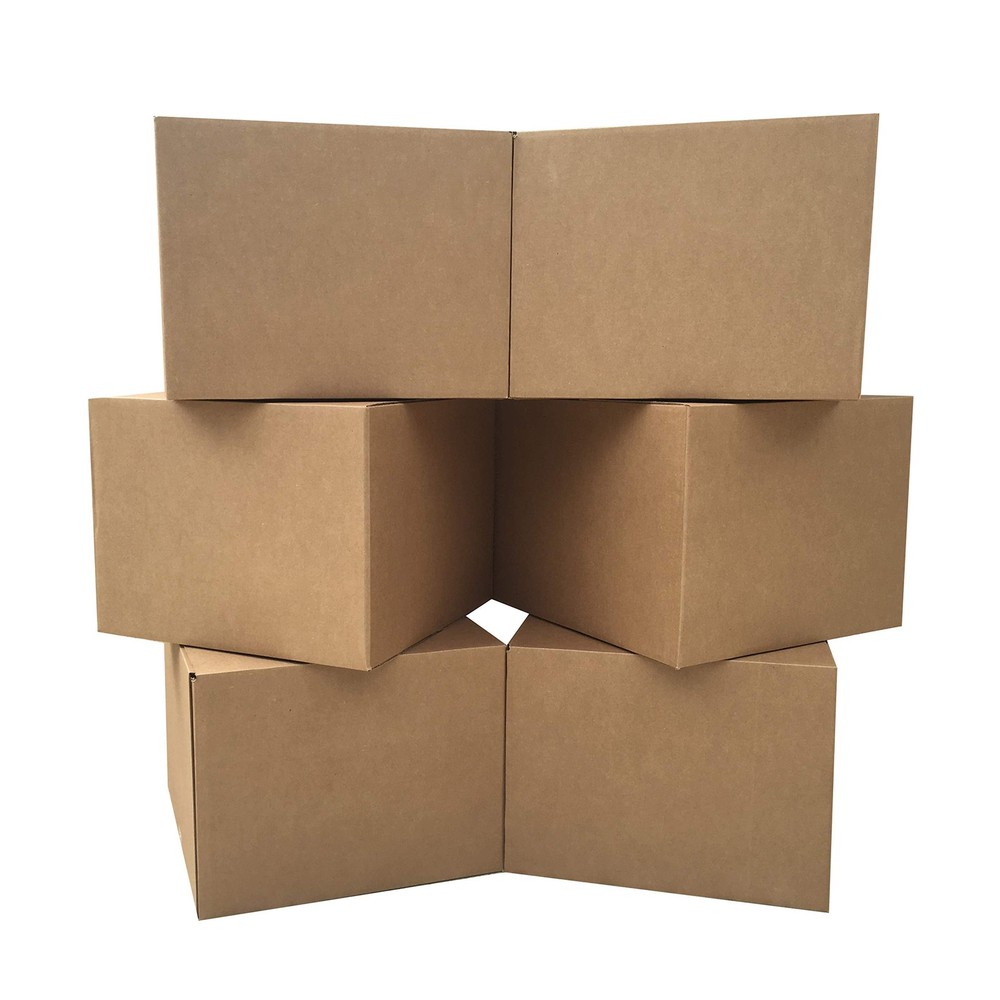 Amazon Basics Cardboard Moving Boxes for Packing and Large, 6-Pack, Brown