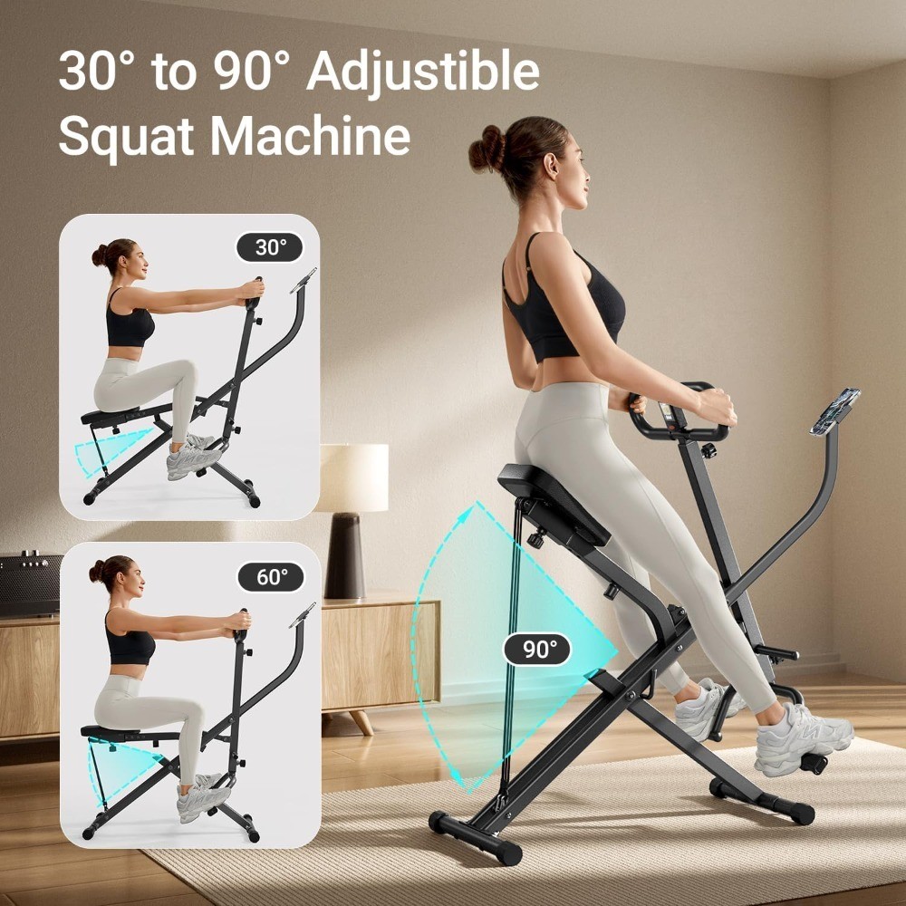Foldable Home Squat Machine with Resistance Bands for Legs and Abs Rowing