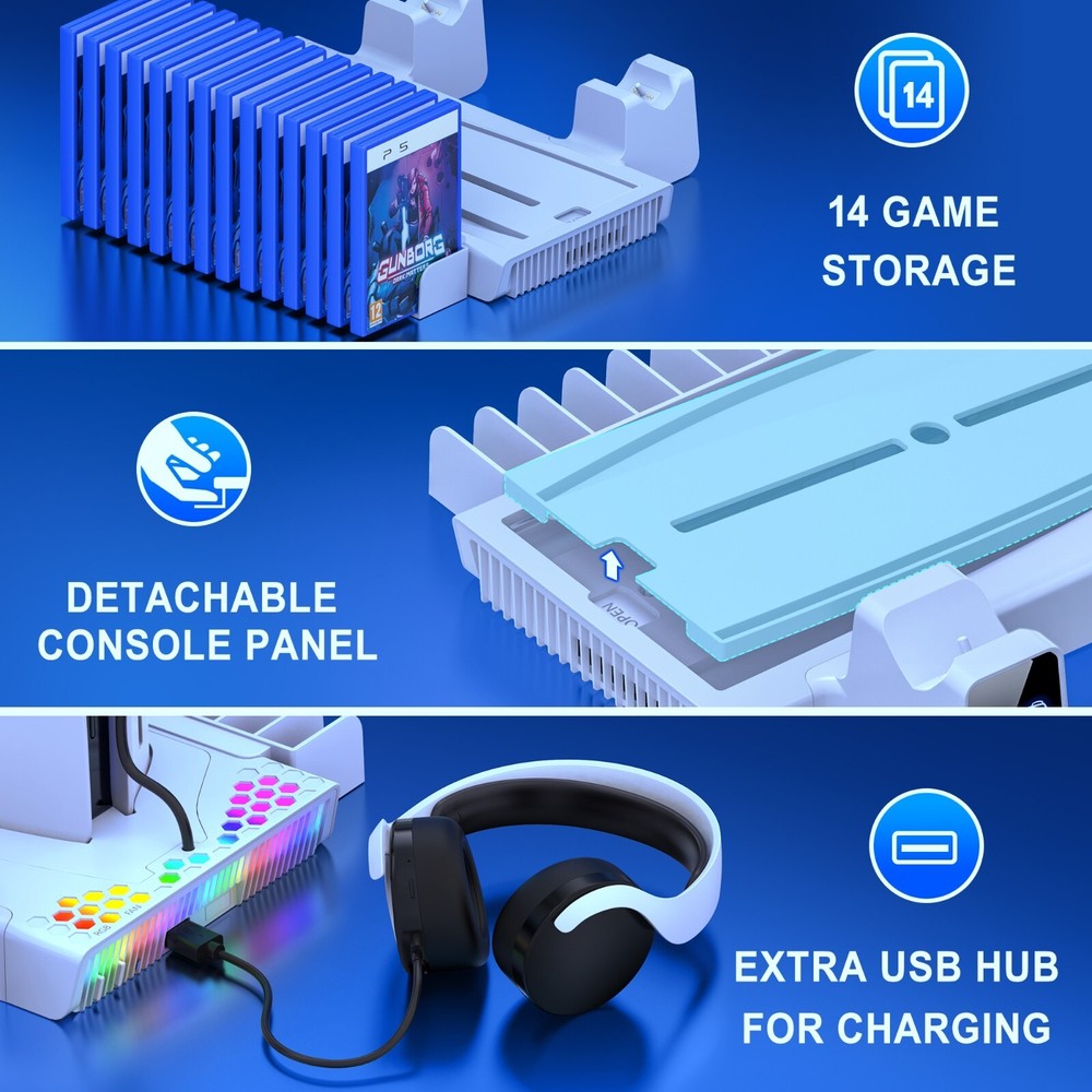 PS5 Slim Controller Charger+Cooling Station for PS5 Slim&Edition /Disc Version