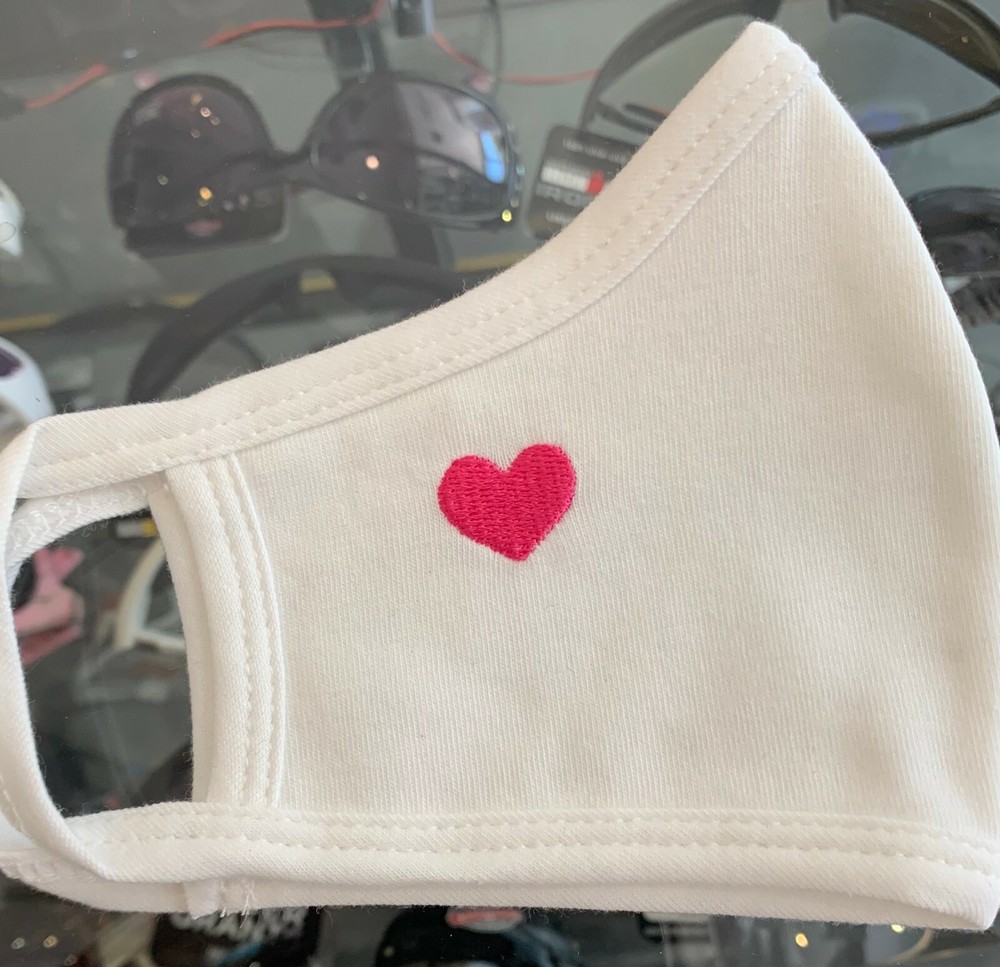 Cotton Kids Mask White/Pink Heart