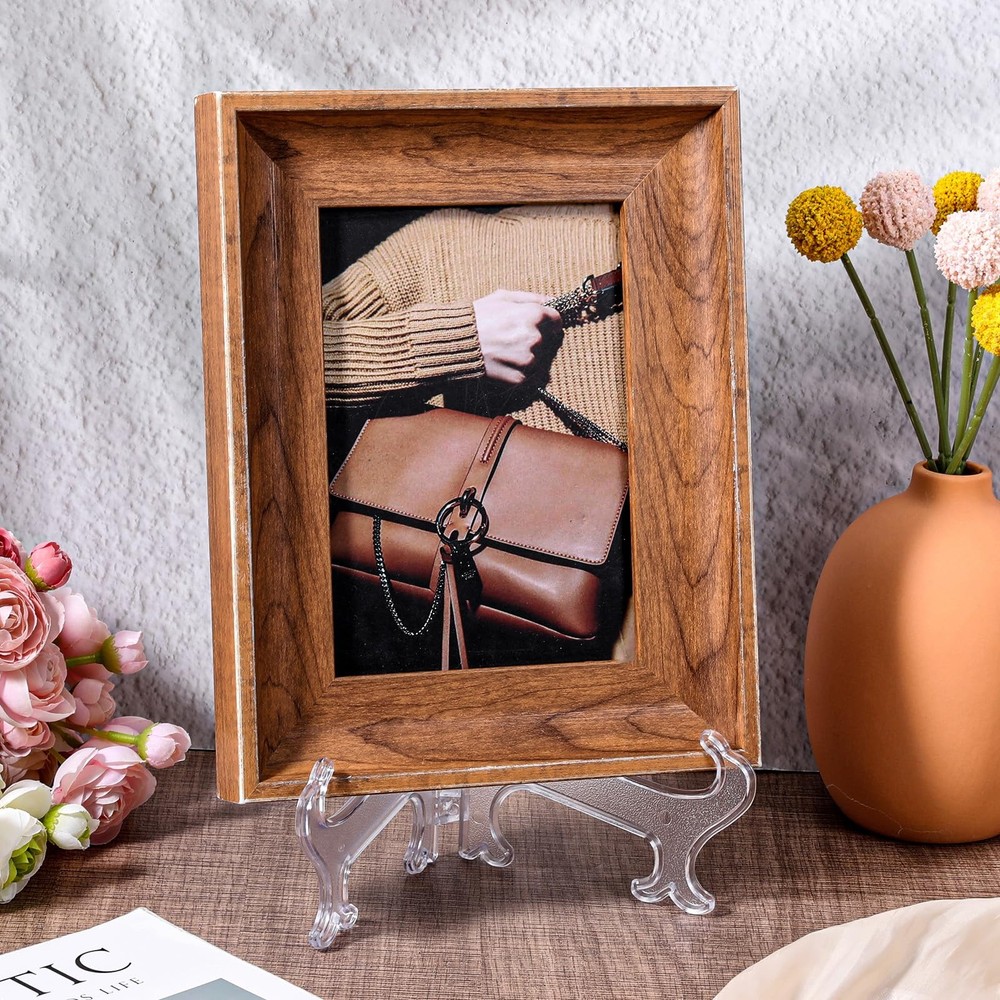 6 Pack 8 Inch Clear Plastic Easel Plate Stands Display Holders for Home Decor