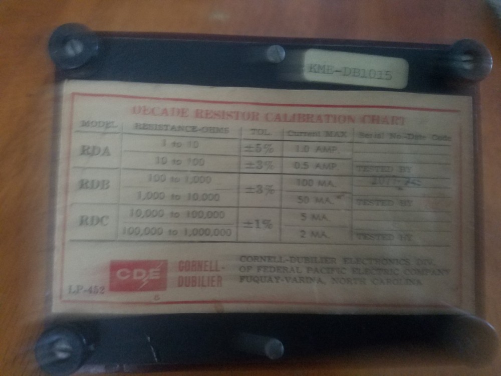 CDE Cornell-Dubilier Electronics RDB Decade Resistor Unit 1K/10K 10W
