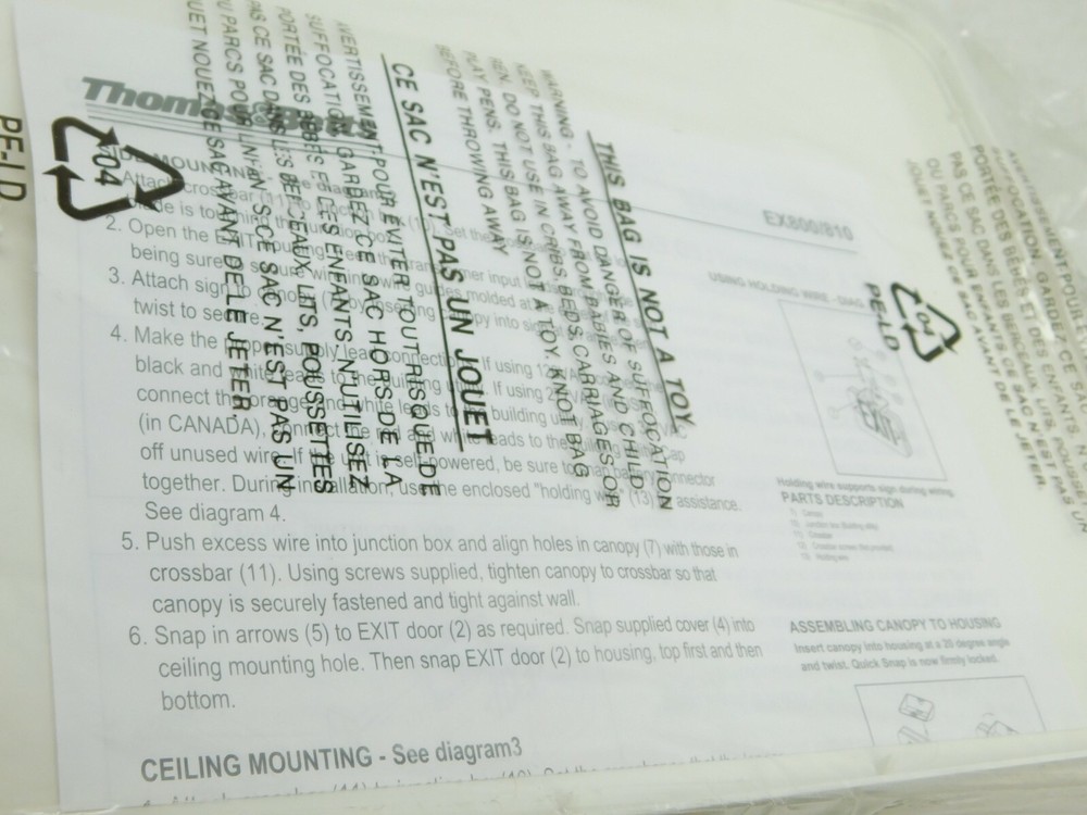 Thomas & Betts LED Double Sided Exit Sign Model - ELXN400R Plastic AC RED LV