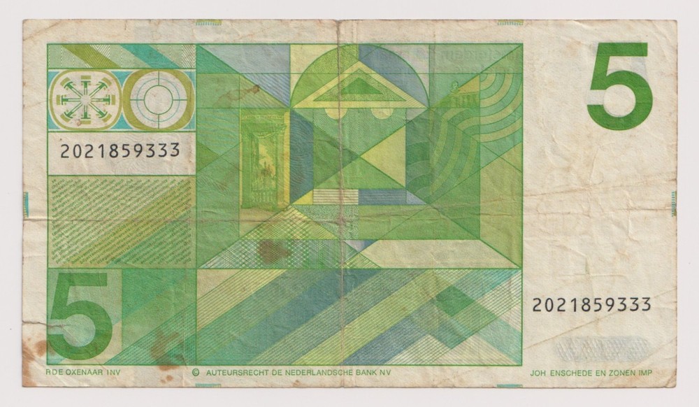 Netherlands 5 Gulden, year 1973 Banknotes