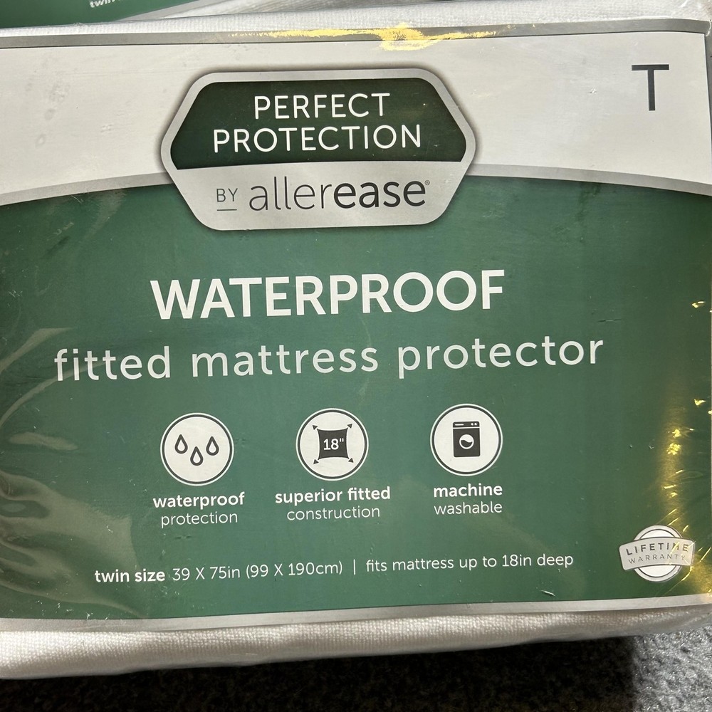 AllerEase Perfect Protection Waterproof Twin Fitted Mattress Protector Lot 2