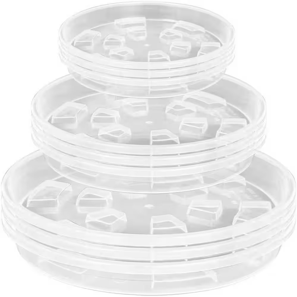 9 Pack Plastic Clear Plant Saucer